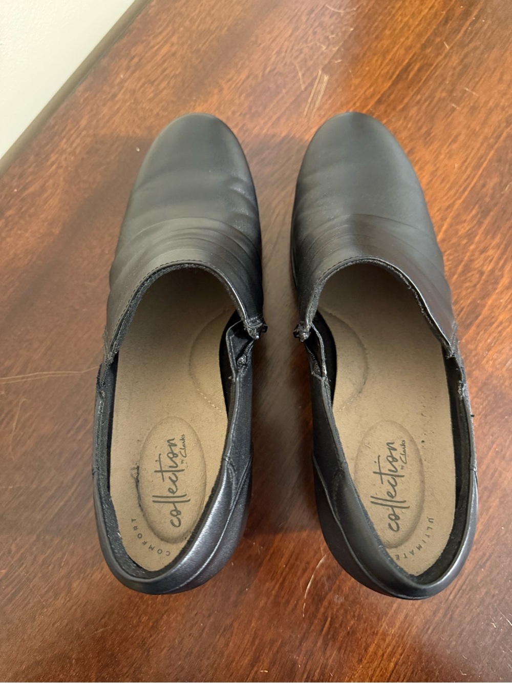 Clarks Black Leather Ankle Booties